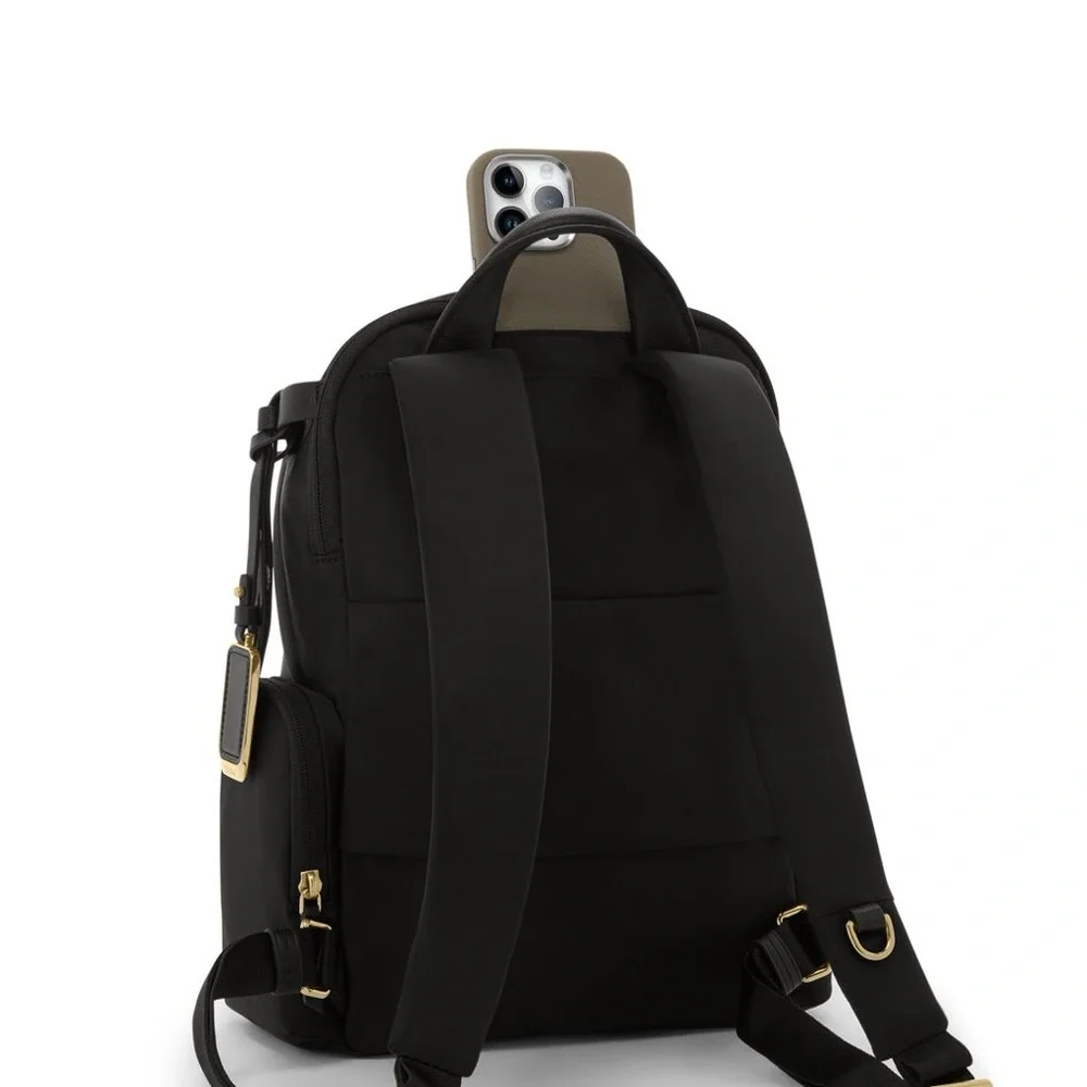 Tumi Jet Black Celina Medium Backpack with Gold Details - Picture 4 of 11